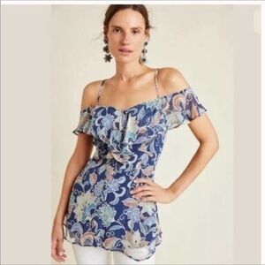 NWT Anthropologie Maeve Floral Ruffle blouse size 10